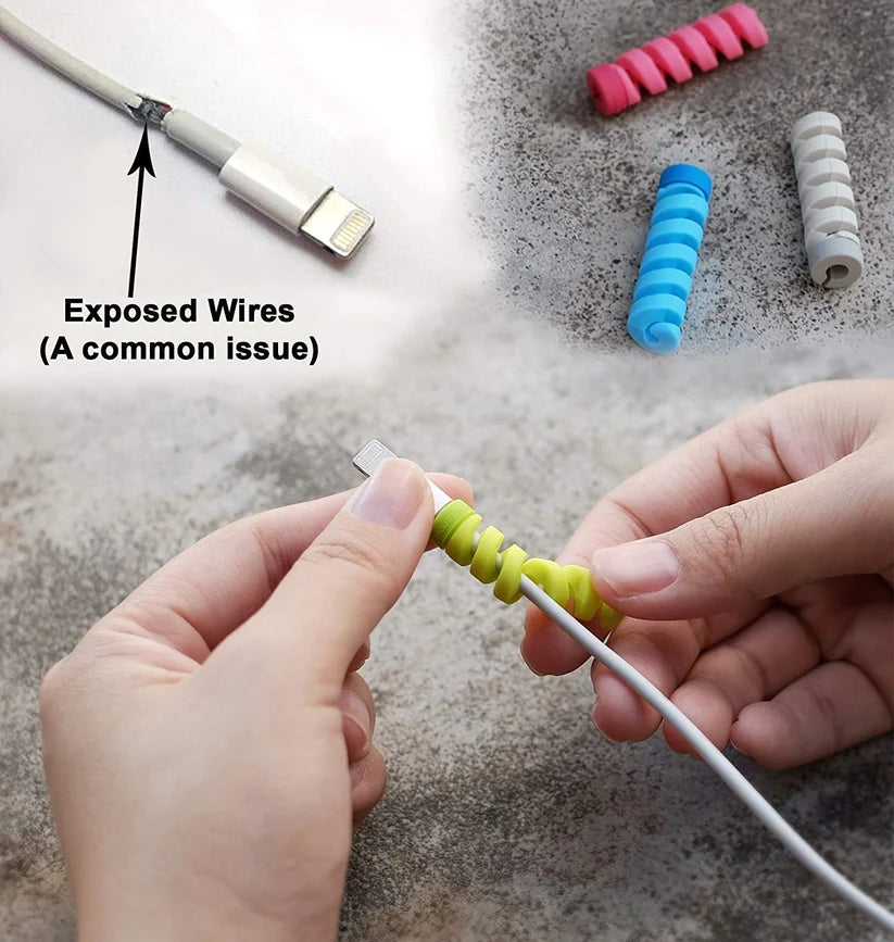 Spiral Cable Protector – Charger & Data Cable Saver (4 Pcs)