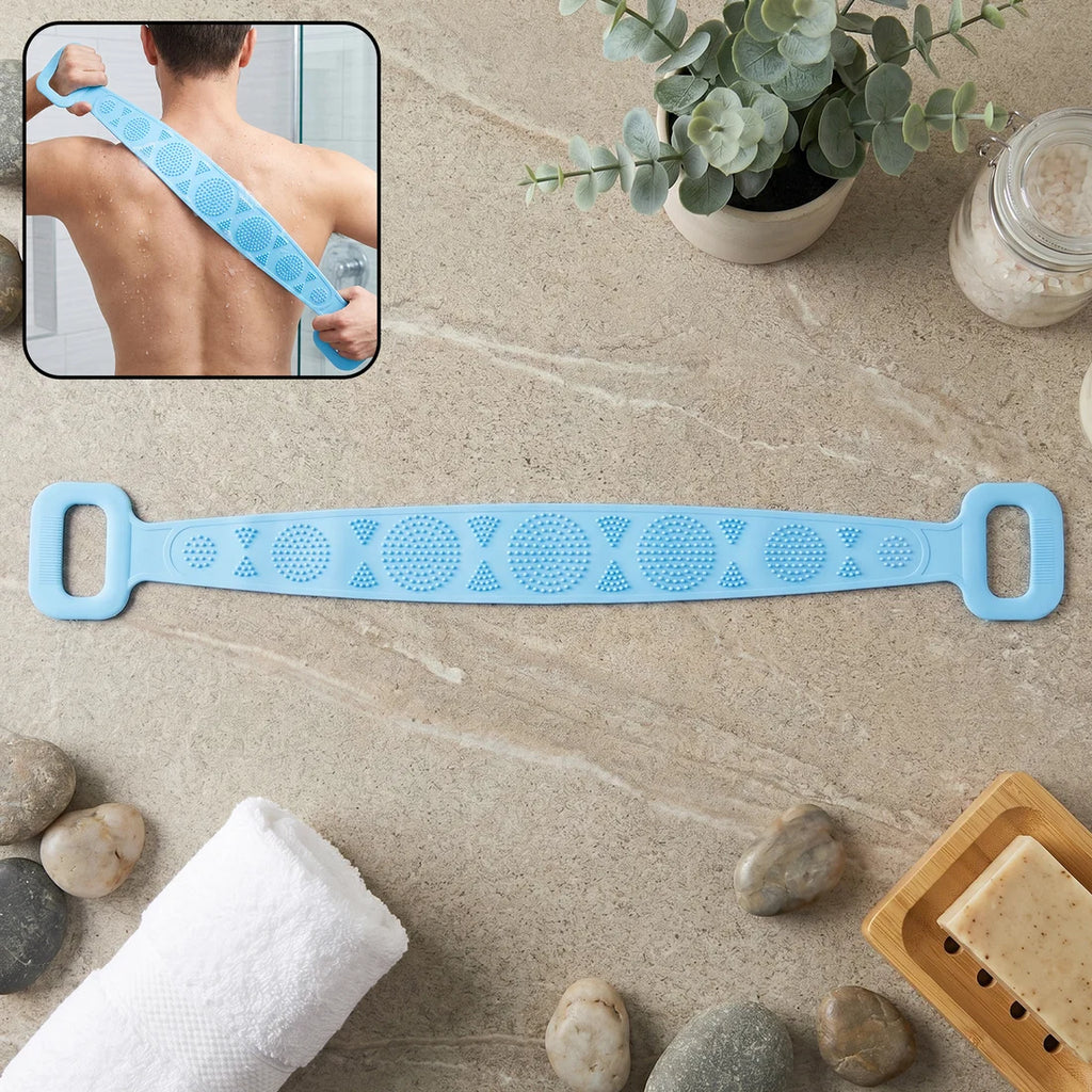 Silicone Body Scrubber Belt -Handle Exfoliation (Lathers Well for Men & Women)