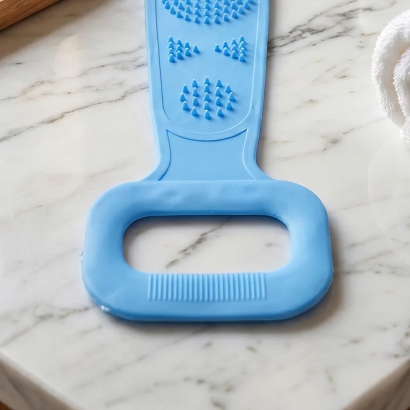 Silicone Body Scrubber Belt -Handle Exfoliation (Lathers Well for Men & Women)