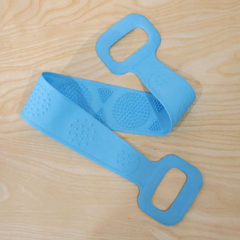 Silicone Body Scrubber Belt -Handle Exfoliation (Lathers Well for Men & Women)