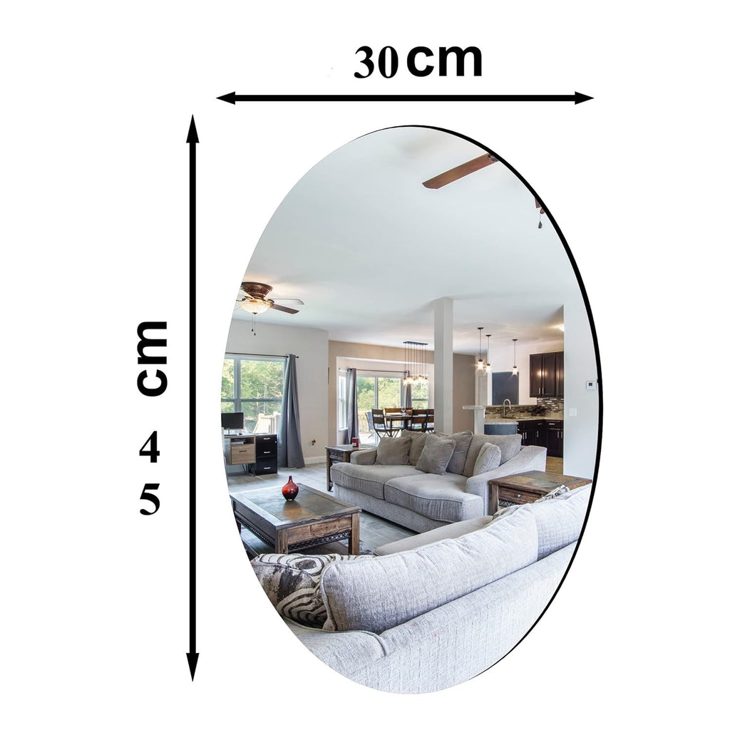 Oval Shaped Sticker Mirror | Acrylic Mirror Wall Sticker (45*30)cm