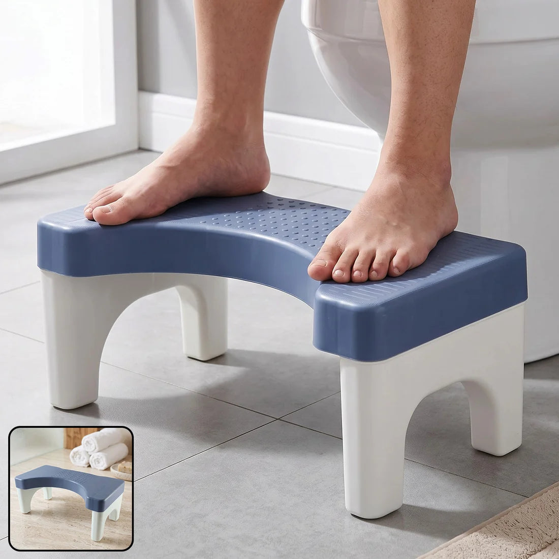 Plastic Toilet Foot Stool with Anti-Slip Surface – Comfortable Bathroom Squatting Stool