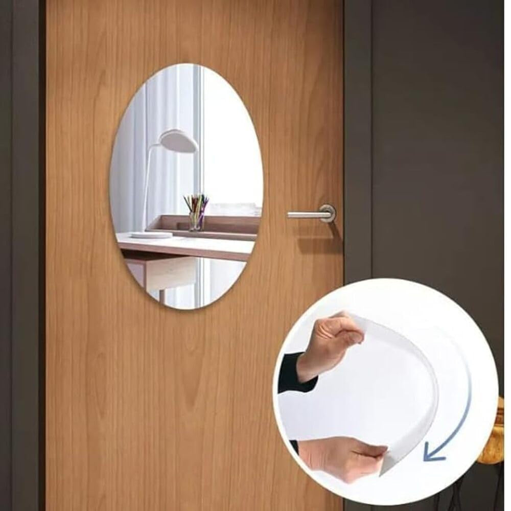 Oval Shaped Sticker Mirror | Acrylic Mirror Wall Sticker (45*30)cm