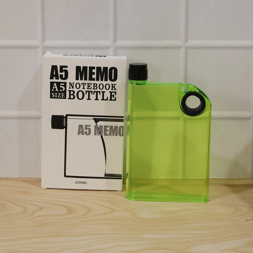 A5 Notebook Water Bottle – 420ml Slim & Leak-Proof