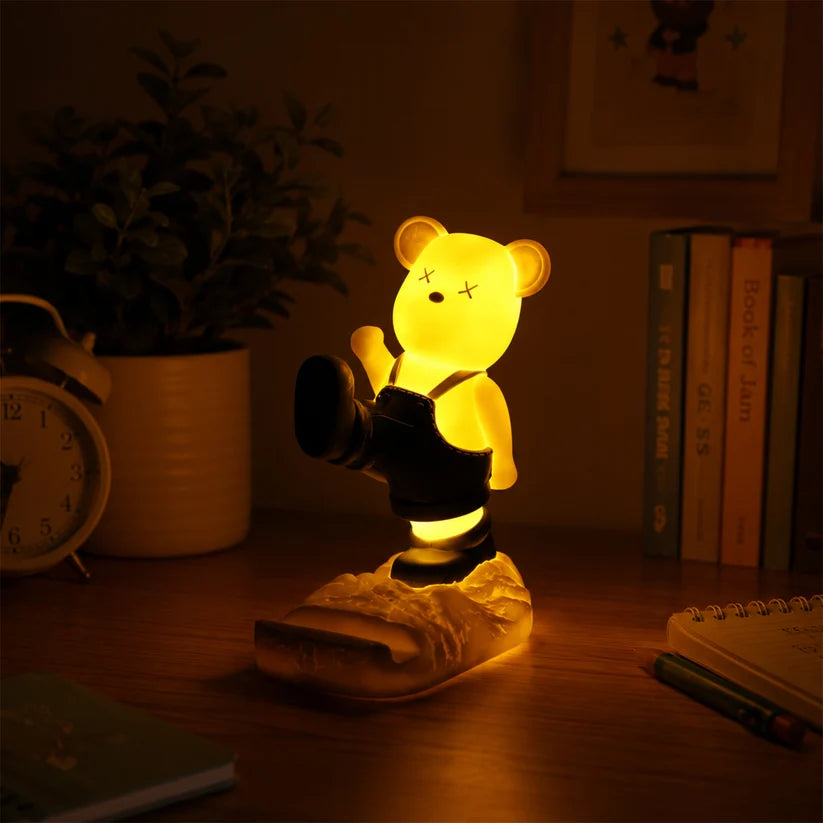 Cute Bear Mobile Phone Holder with LED Light
