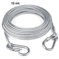 Heavy Duty Stainless Steel Wire | Clothesline with Locking Carabiner Hooks | Rust-Resistant Thick Metal Laundry Drying Cable for Balcony, Terrace, Garden & Home Use (10 Meter)