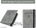 High Quality Leather Passport Holder Travel Wallet | All-in-One Travel Document Organizer Case with SIM Card Slots and credit cards, Elastic Band Closure for Unisex (Grey)