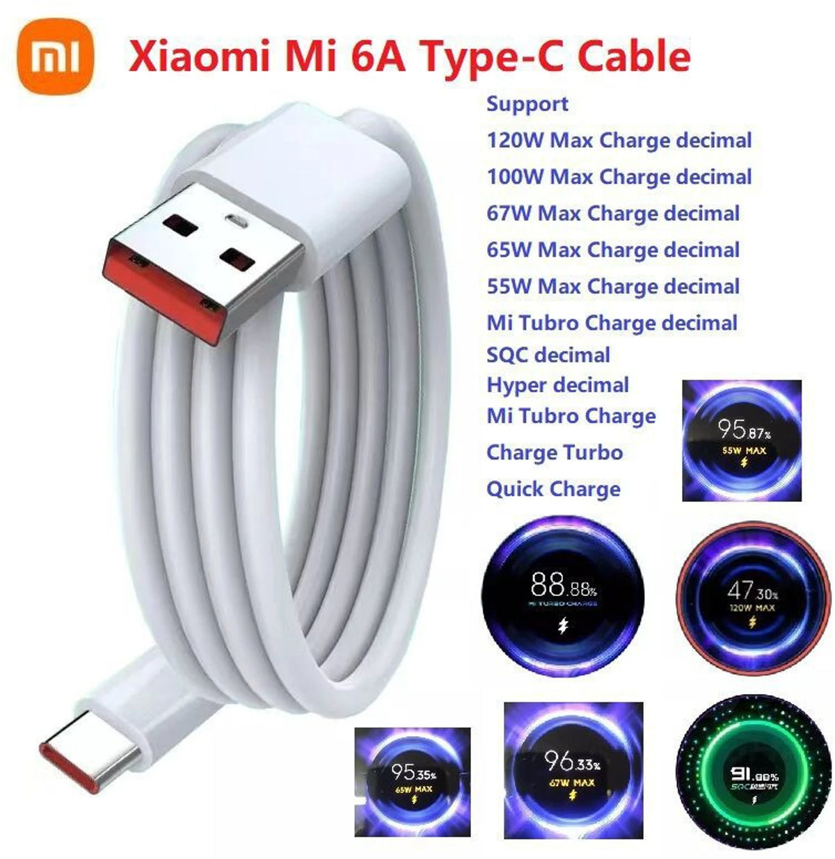 Mi 67w Sonic Charge 3.0 USB CABLE (ORIGINAL)